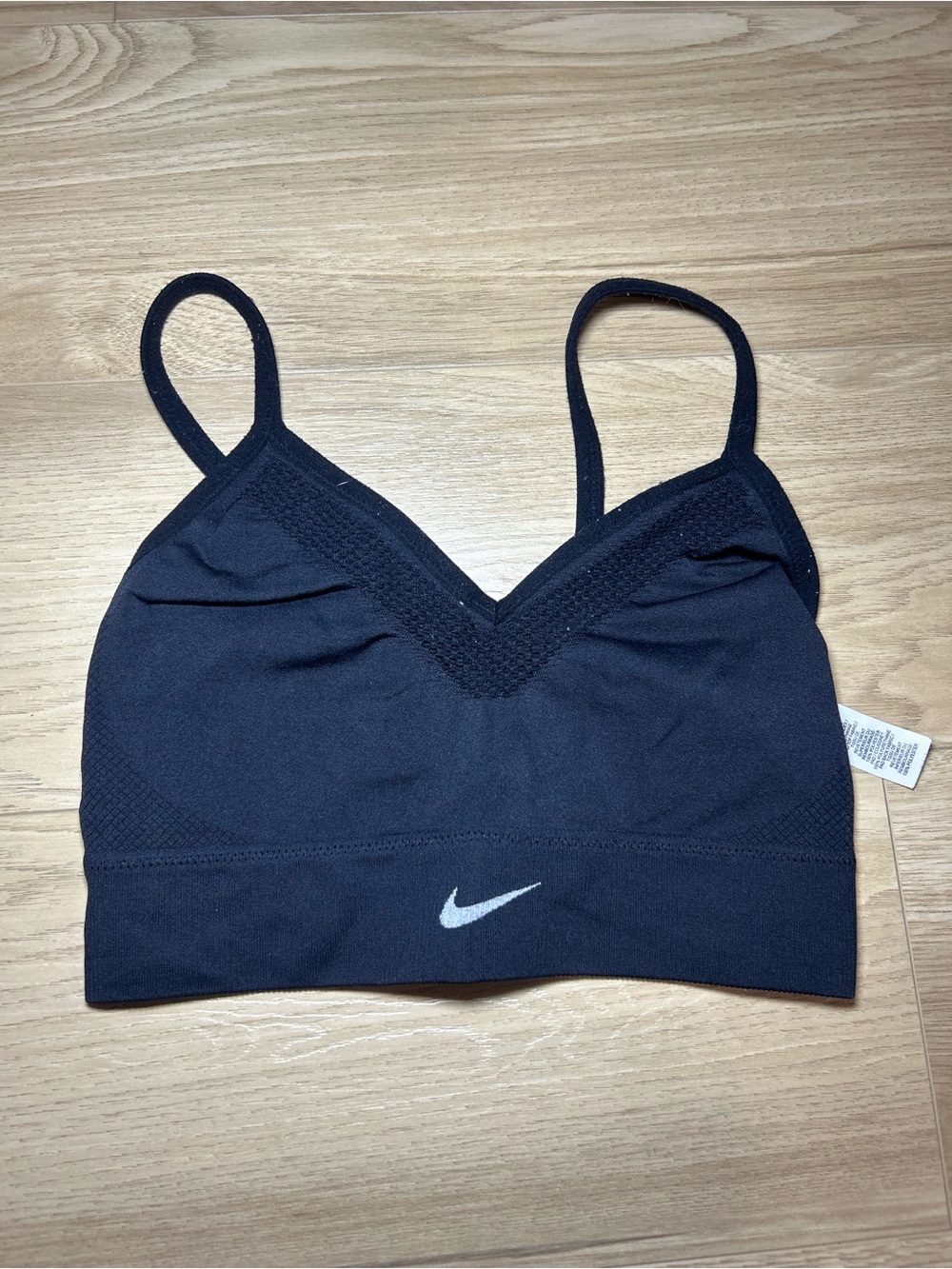 Nike Black Seamless Light-Feel Bralette with Silver Swoosh